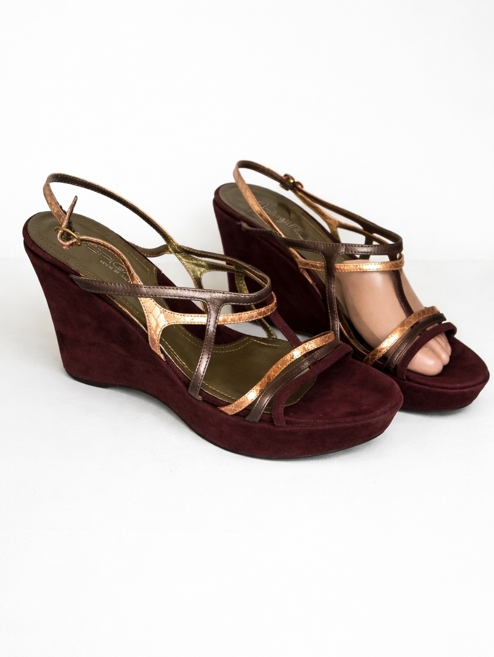 Via Spiga metallic wedge sandals 10‎